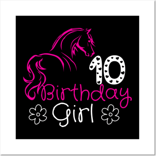 10 Year Old Horse Lover 10th Birthday Girl Horse Riding Bday Posters and Art